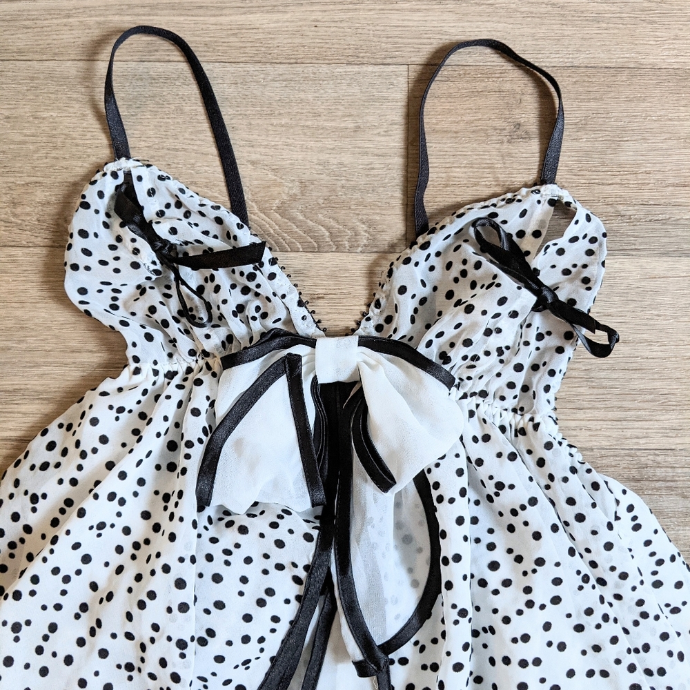 Victoria's Secret Polka Dot Black & White Lingerie Set Size Small - Picture 3 of 7